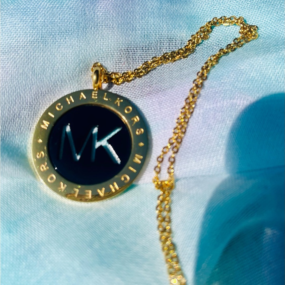 MK Gold and Black Pendant Necklace - Picture 5 of 5